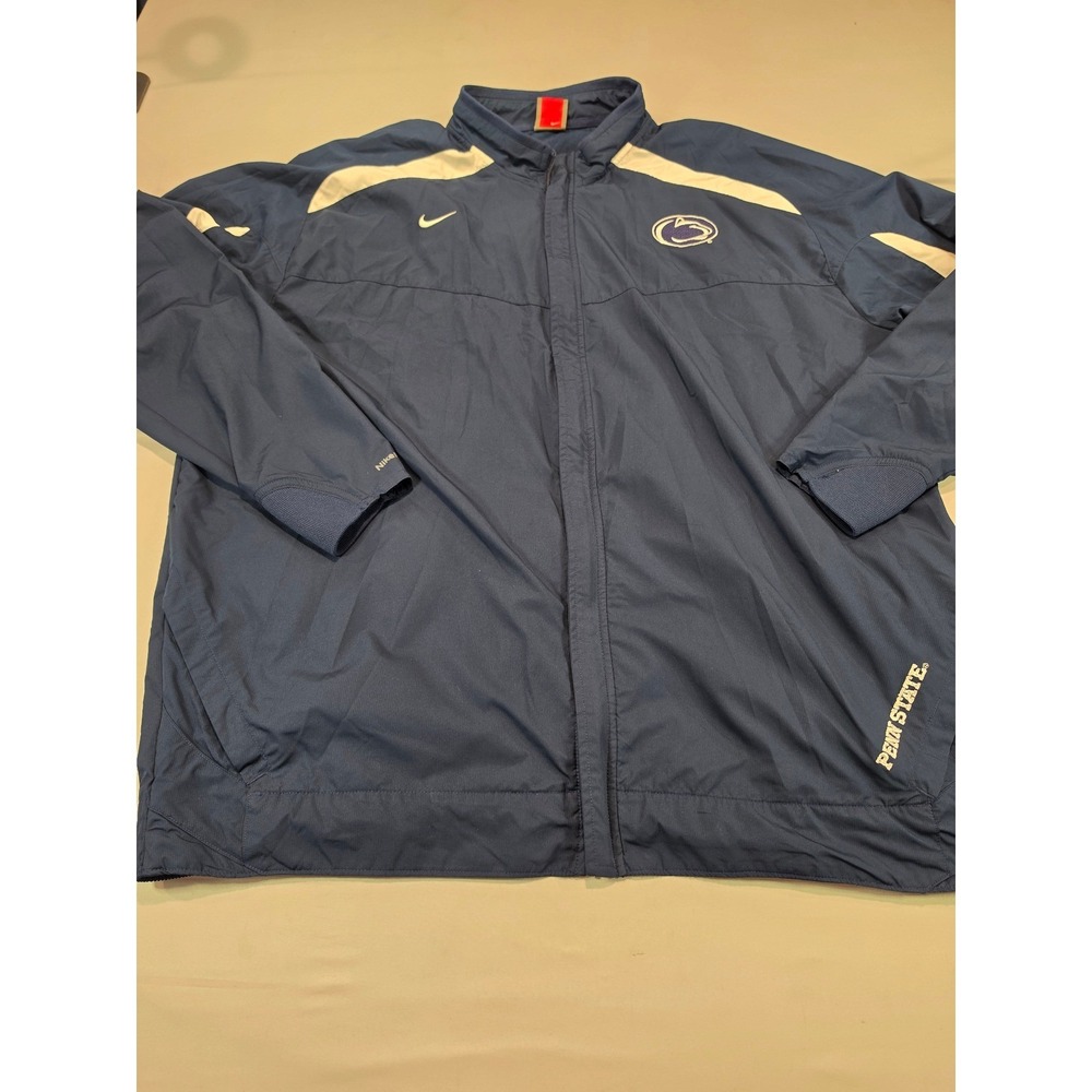 Nike Team Penn State Nittany Lions Full Zip Windbreaker Jacket Navy Blue Mens XL